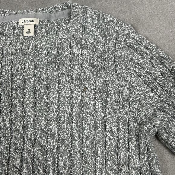 Vintage L.L. Bean Sweater Womens Medium Chunky Cable Knit Pullover Grey LL Slim - Picture 5 of 10